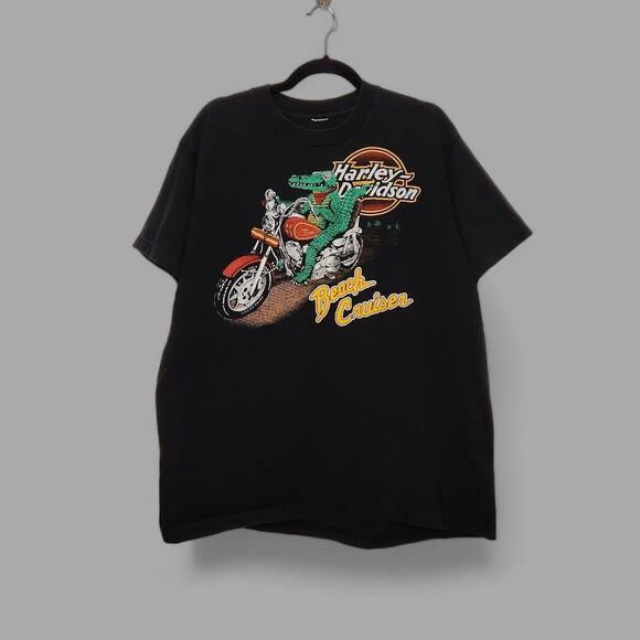 Vintage '87 Harley Davidson Crocodile Florida Single Stitch Double Sided HD